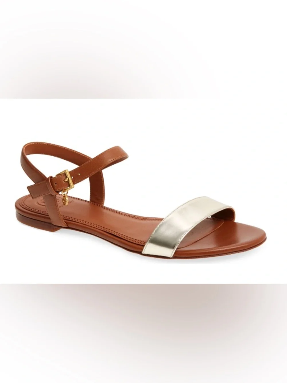 Tory Burch Laurel metallic flat sandal Sz 10.5